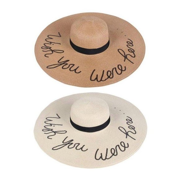 "Wish you were here" Beach Hat - Beige - Picture 1 of 1